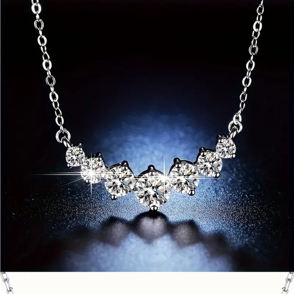 Seven-Star Sparkling Moissanite necklace 17INCH 925 silver - Picture 2 of 5